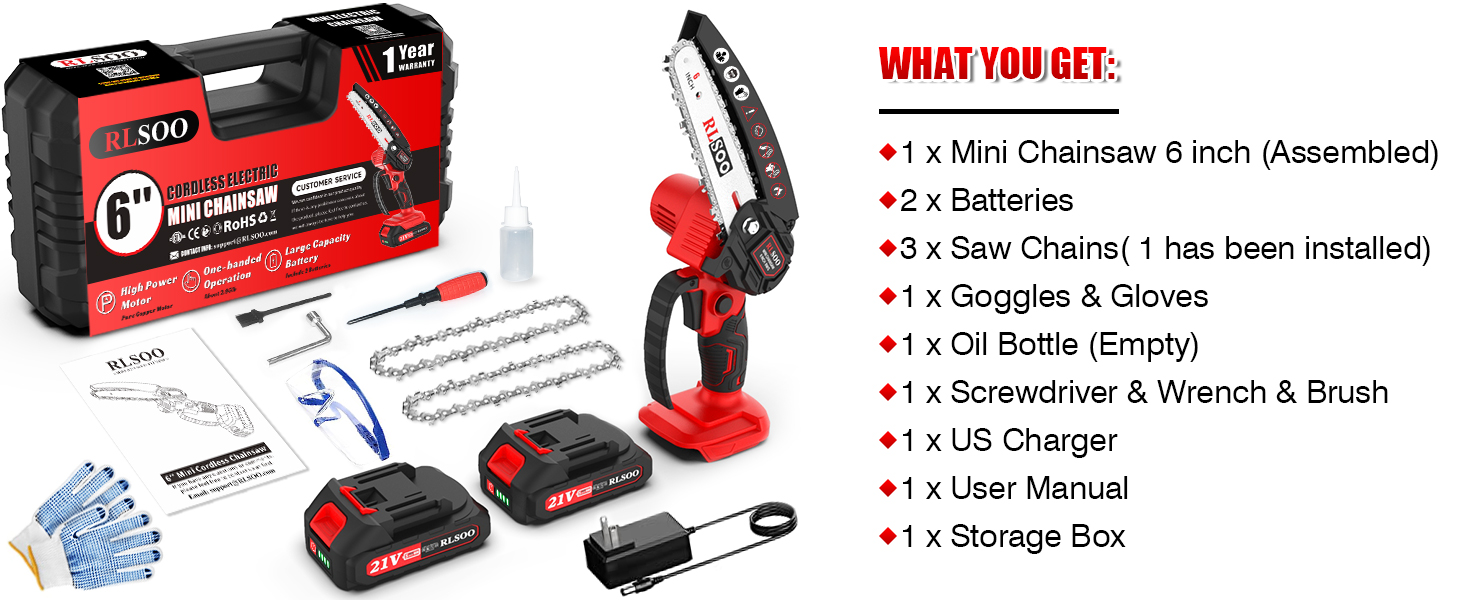 RLSOO 6 inch compact electric chainsaw