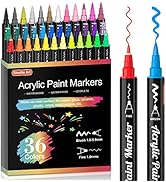 Shuttle Art 36 Colors Dual Tip Acrylic Paint Markers, Brush Tip and Fine Tip Acrylic Paint Pens f...
