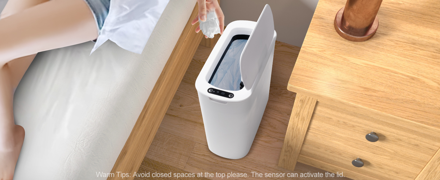 5 Gallon automatic white bathroom trash can