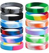 IDREAMBAND 12 pcs Color Pattern Rubber Bracelets Wristbands Blank Bracelets Silicone Wristbands f...