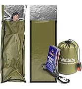 Wallaby 2-Pack Emergency Mylar Sleeping Bags with Nylon Pouches, Whistle Pull &amp; Paracord with Car...