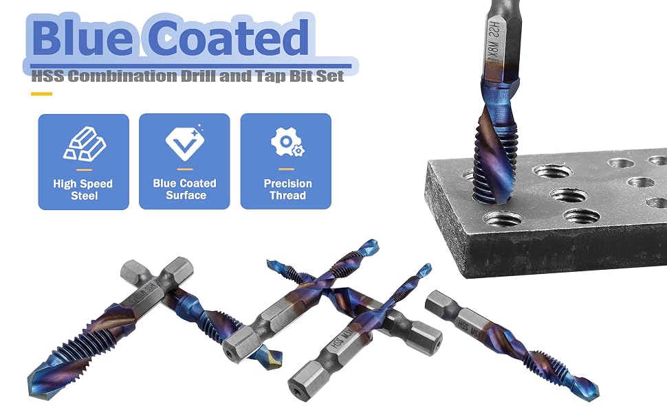 Blue Coated Tap Drill Bits