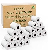 (100 rolls) 2 1/4" x 50' feet Thermal Paper, POS Cash Register Receipt Rolls, Receipt Paper, Fits...