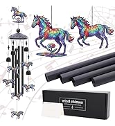 LIRAVENO Horse Decor Wind Chimes - Metal Windchime Outdoors for Garden Backyard Patio Indoor Balc...