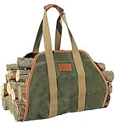INNO STAGE Firewood Carrier Firewood Bag Heavy Duty Waxed Canvas Log Carrier Tote for Firewood, L...