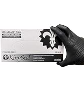 KingSeal UltraBlack-PRO Nitrile Medical Grade Exam Gloves, Black, 5 MIL, Textured - 100 gloves