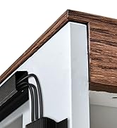 Series of installation photos showing wood-finished mounting or storage solution being attached to a white wall, demonstrating assembly process.