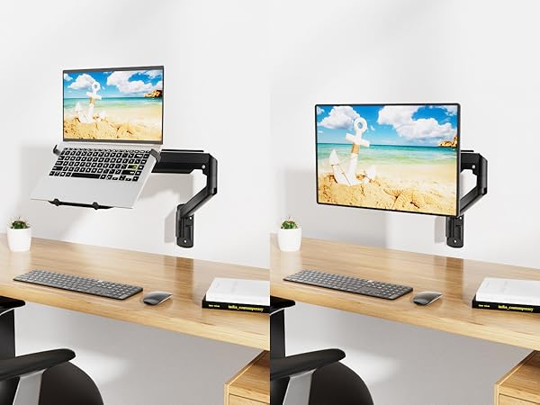 Laptop arm mount can be adapted to laptop and computer screens to meet your office needs.