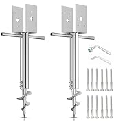 2PCS 304 Stainless Steel No Dig Ground Screw Anchor Spike 4x4 (3.5" X 3.5" Inch) Post Holder, U-M...