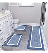 Pauwer 3 Pieces Bathroom Rugs Sets, Ultra Soft Non-Slip Mats, Microfiber Absorbent Bath Rugs with...