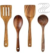 Wooden Spoons For Cooking - Smooth Finish Teak Wooden Utensils For Cooking - Wood Kitchen Utensil...