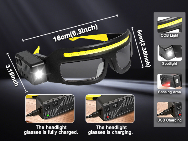 rechargeable led glasses Headlight Glasses