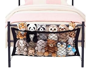 Stuffed Animal Storage Net for Kids, Elastic Bedside Toy Organizer Net