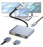 USB C to Dual HDMI Adapter, HDMI Splitter for Dual Monitors Support C to 2 HD Splitter Extended D...