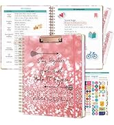 Ospelelf Undated Spiral Bound Planner Daily, Weekly and Monthly Planner, Pink Teacher Planner 12 ...