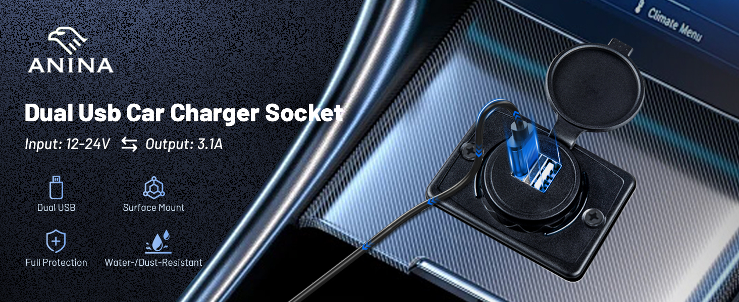 Dual USB car charger socket