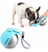 Cibaabo 2 in 1 Portable Dog Water Bottle with Bowl, 10 oz Stainless Steel No-Spill Travel Pet Wat...