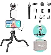 USKEYVISION Flexible Vlog Kit with Flexible Tripod Metal Microphone Video Light Phone Clip for iP...