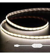 Gingsow USB 5V COB LED Strip Lights 3.28ft/1M, Natural White 4000K Dimmable USB Powered Density C...
