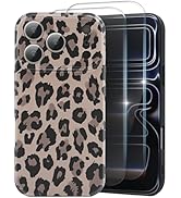 Cute Phone Case for iPhone 17 Pro Case, Tortoise Shell Pattern Leopard Full Camera Protective Sli...