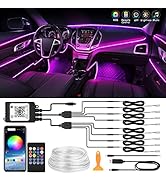 MICTUNING Car LED Interior Strip Light, 8 in 1 RGB Multicolor with 400 inches Fiber Optic Ambient...