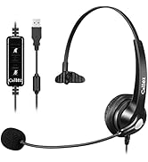 USB Headset with Microphone for PC, Computer Headset with Microphone Noise Cancelling &amp; Mute for ...