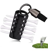 FOWSRHRG 2 in 1 Golf Tee Height Tool with 5PCS Golf Tees and Keychain, Adjustable Golf Training A...
