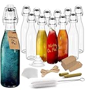 Nevlers 12 Pack 12oz Swing Top Glass Bottles | Round Flip Top Glass Bottle | Air Tight Glass Bott...
