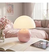 DKCONONY Cute Mushroom Lamp for Girls Bedroom - Aesthetic Pastel Bedside Lamp with Ceramic Base &...