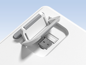 features a foldable kickstand