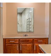 Ruomeng Wall Mirror Beveled Edge Frameless Mirror 24” x 36" Accent Mirror for Bathroom Vanity and...
