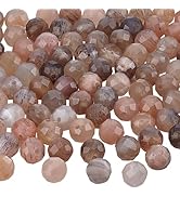PH PandaHall 90ppcs 4mm Stone Beads, Natural Moonstone Beads Faceted Round Gemstone Bead Round Lo...
