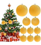 ZningEsxi 10pcs Velvet Christmas Ornaments Ball Mixed Size Fabric Handmade Xmas Hanging Balls Dec...