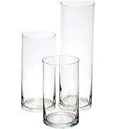 Royal Imports Glass Cylinder Vases for Centerpieces – Set of 3 Clear Hurricane Vases for Wedding,...