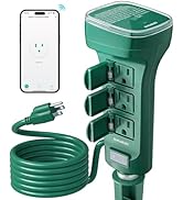 SURAIELEC Outdoor Smart Plug, 6 Outlet WiFi Power Stake Light Timer, 6FT Extension Cord, Electric...
