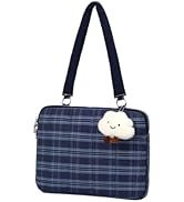 Puffy Quilted Laptop Sleeve 13-15 Inch Cute Plaid Laptop Case with Handle, Grid Pattern Soft Prot...