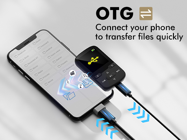 64GB MP3 Player with Bluetooth 5.3 and Clip, Portable HiFi Sports Music Player for Kids (28g)