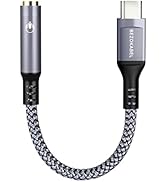 BEZOKABEL New Nylon USB C to 3.5mm Female Audio Adapter, Type C to Aux Headphone Adapter Hi-Res D...