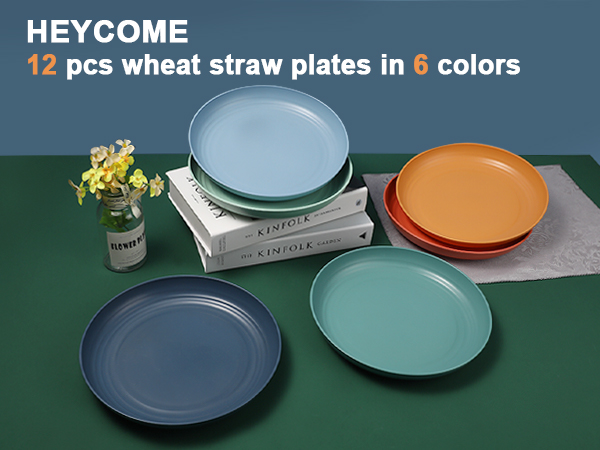 12 pcs wheat straw plates