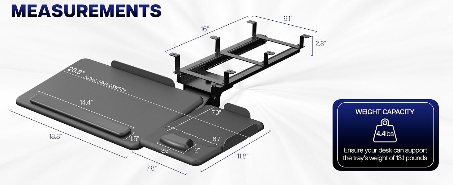 under desk keyboard tray ergonomic tilt mouse pad sliding keyboard drawer adjustable workstation