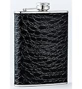 Happy Hour 8-Ounce Stainless Steel Flask Wrapped in Classic Black Leather
