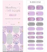 MelodySusie Semi Cured Gel Nail Strips (Dreamy Purple)-20 PCS Summer Gel Nail Stickers, Silver Gl...