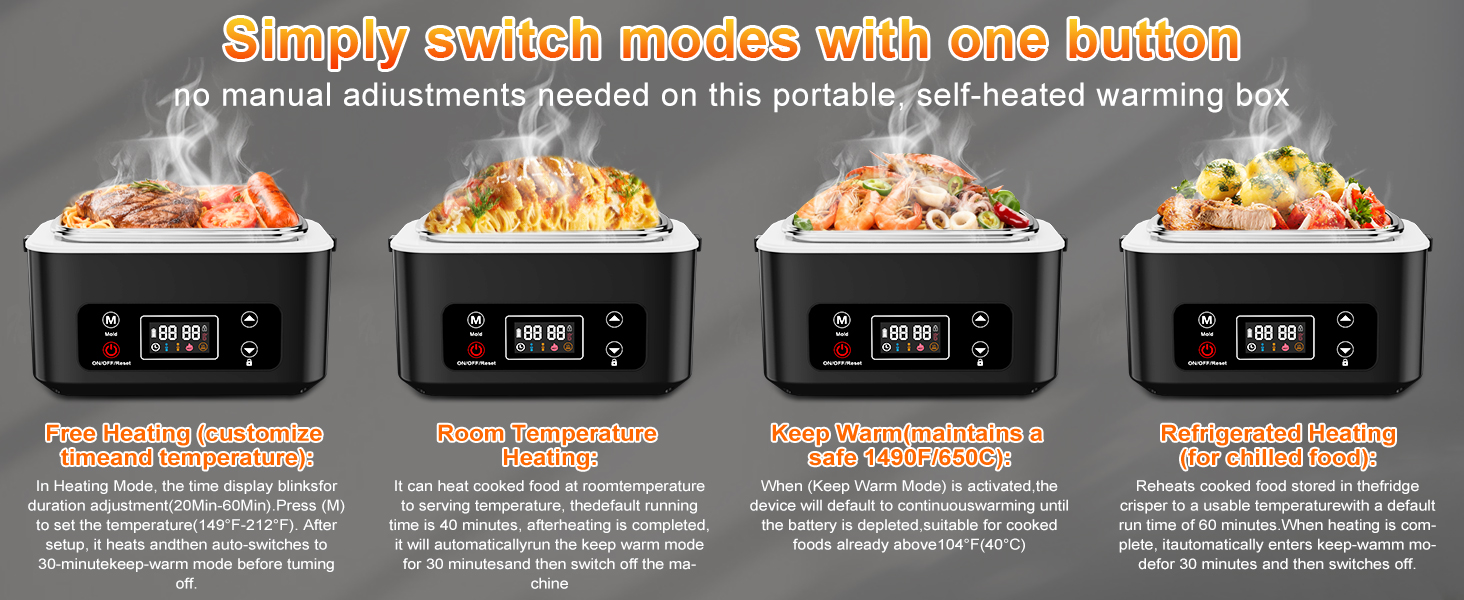 Cordless Electric Lunch Box for Adults, Heated Lunch Box Battery Powered with Automatic Heating