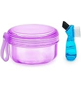 Leakproof Denture Case Purple Denture Soaking Cup False Teeth Container, Dental Denture Bath Hold...