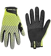 HANDLANDY Grip Work Gloves for Men Women, Durable &amp; Breathable 3D Flyknitting Stretchable Work Gl...