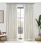 Topfinel Pinch Pleated Full Blackout Linen Curtains 84 Inch for Bedroom Living Room,Fall Natural ...