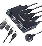 USB Switch Selector 4 Port, AIMOS USB KVM Switcher 4 Computers Sharing 4 USB Devices One-Button S...