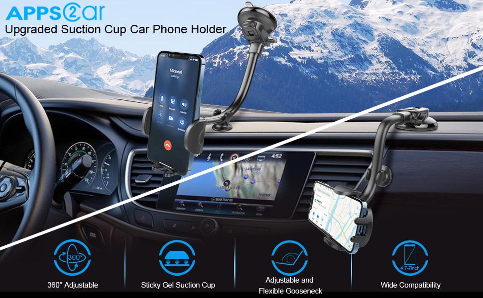 Suction cup car phone holder