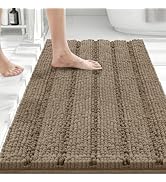 Bcoimo 30"×20" Chenille Bath Mat – Non-Slip with Backing Bath Rug Ultra-Absorbent and Machine Was...