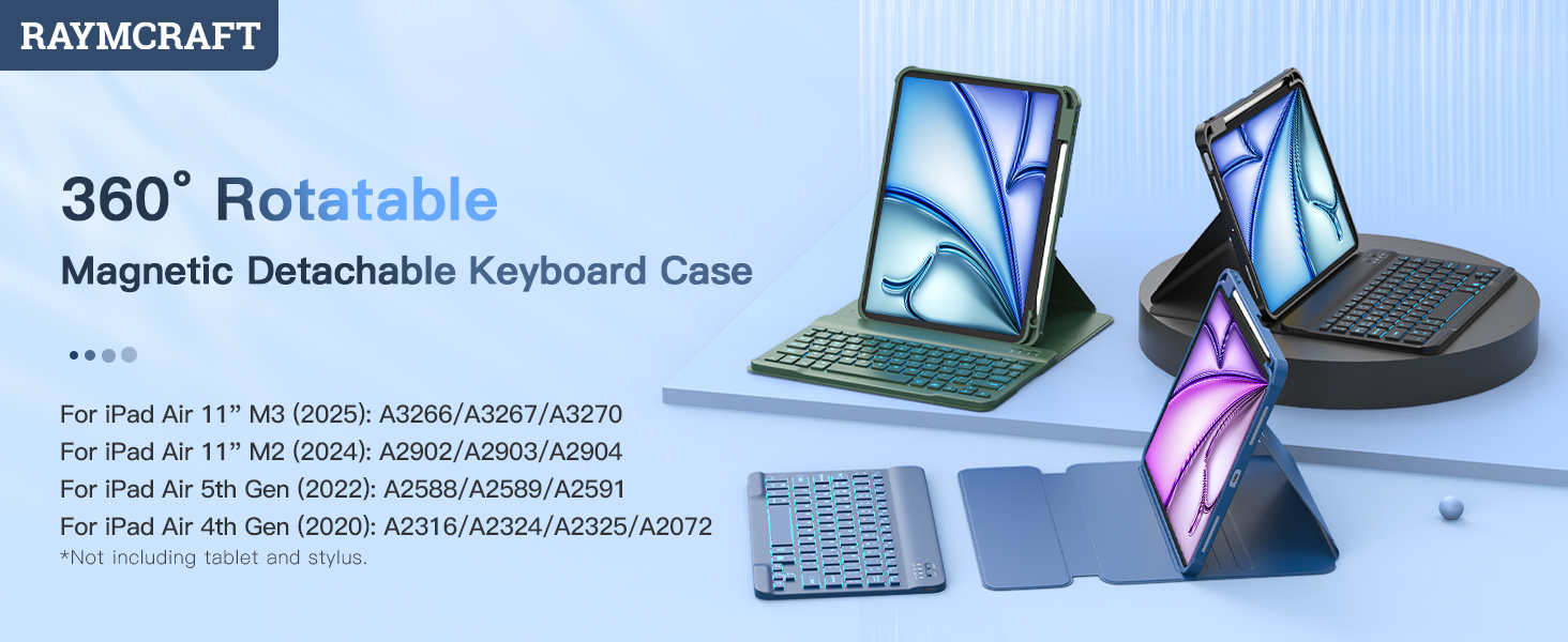 for iPad Air 11-inch M3 2025/M2 2024 &amp;amp; iPad Air 5th/4th Case with Keyboard